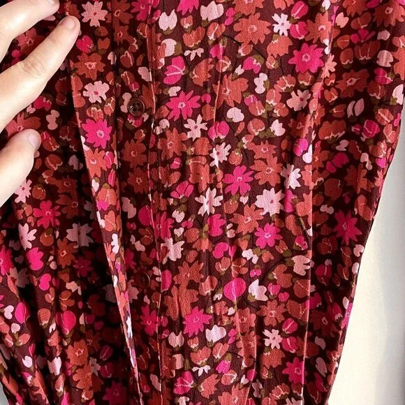 Free Assembly Women's Floral Button-Down Shirt Dress - Small - Picture 8 of 13